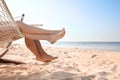 Young couple relaxing in hammock on beach Royalty Free Stock Photo