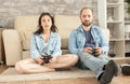 Relaxing playing video games Royalty Free Stock Photo