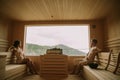 Young couple relaxing in the sauna Royalty Free Stock Photo