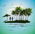 Young couple relaxing on a tropical island