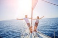 Young couple relaxing on the yacht Royalty Free Stock Photo