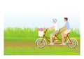 Young couple riding tandem Royalty Free Stock Photo