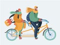 Couple of man and woman riding a tandem bicycle Royalty Free Stock Photo