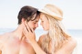 Young couple romancing on the beach Royalty Free Stock Photo