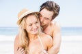 Young couple romancing on the beach Royalty Free Stock Photo