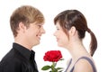 Young couple and rose. Royalty Free Stock Photo