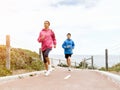 Young Couple Running along sea shore Royalty Free Stock Photo