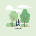Young couple running on the park Royalty Free Stock Photo