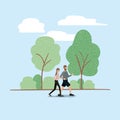 Young couple running on the park Royalty Free Stock Photo