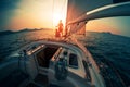 Young couple on the sailing boat Royalty Free Stock Photo