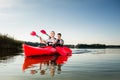 Young couple sailing a kayak Royalty Free Stock Photo