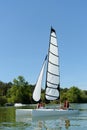 Young couple sailing training Royalty Free Stock Photo