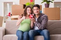 The young couple saving money for baby to be born Royalty Free Stock Photo