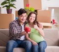 Young couple saving money for baby to be born Royalty Free Stock Photo