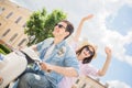 Young couple on scooter Royalty Free Stock Photo