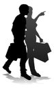 Young Couple Shopping Silhouettes