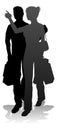 Young Couple Shopping Silhouettes Royalty Free Stock Photo