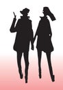 Young couple silhouette