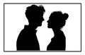Young Couple silhouette, Romantic couple in various poses silhouettes Royalty Free Stock Photo