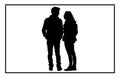 Young Couple silhouette, Romantic couple in various poses silhouettes Royalty Free Stock Photo