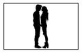 Young Couple silhouette, Romantic couple in various poses silhouettes Royalty Free Stock Photo
