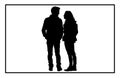 Young Couple silhouette, Romantic couple in various poses silhouettes Royalty Free Stock Photo