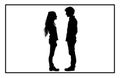 Young Couple silhouette, Romantic couple in various poses silhouettes Royalty Free Stock Photo