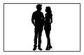 Young Couple silhouette, Romantic couple in various poses silhouettes Royalty Free Stock Photo