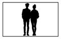 Young Couple silhouette, Romantic couple in various poses silhouettes Royalty Free Stock Photo