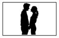 Young Couple silhouette, Romantic couple in various poses silhouettes Royalty Free Stock Photo
