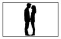 Young Couple silhouette, Romantic couple in various poses silhouettes Royalty Free Stock Photo
