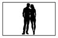 Young Couple silhouette, Romantic couple in various poses silhouettes Royalty Free Stock Photo
