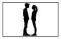 Young Couple silhouette, Romantic couple in various poses silhouettes Royalty Free Stock Photo