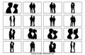 Young Couple silhouette, Romantic couple in various poses silhouettes Royalty Free Stock Photo