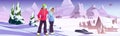 Young couple on ski resort, outdoor activity. Royalty Free Stock Photo