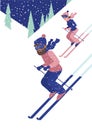 Young couple skiing