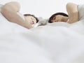 Young couple sleeping in bed close-up Royalty Free Stock Photo