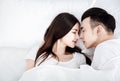 Young  couple sleeping together in bed Royalty Free Stock Photo