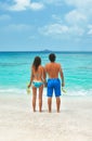 Young couple snorkeling together Royalty Free Stock Photo