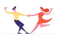 Young Couple Sparetime with Dancing. People Active Lifestyle, Man and Woman in Loving or Friendly Relations