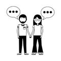 Young couple with speech bubble avatar character Royalty Free Stock Photo