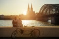 Young couple spending their vacation in Cologne, Germany