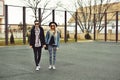 Young couple standing while holding hands together Royalty Free Stock Photo