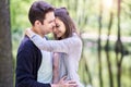 Young couple strolling in the park