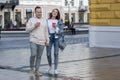 A young couple of students in love. Royalty Free Stock Photo