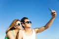 Young couple taking vacation selfie photograph Royalty Free Stock Photo