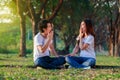 Young couple talking and laghing in park Royalty Free Stock Photo