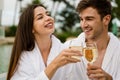 Young couple tasting wine Royalty Free Stock Photo