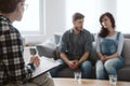 Young married couple during telegraphy while considering divorce Royalty Free Stock Photo