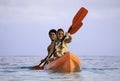 Young couple with their kayak